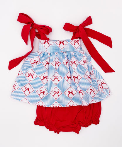 RTS: Bows + Stripes Girl Diaper Set