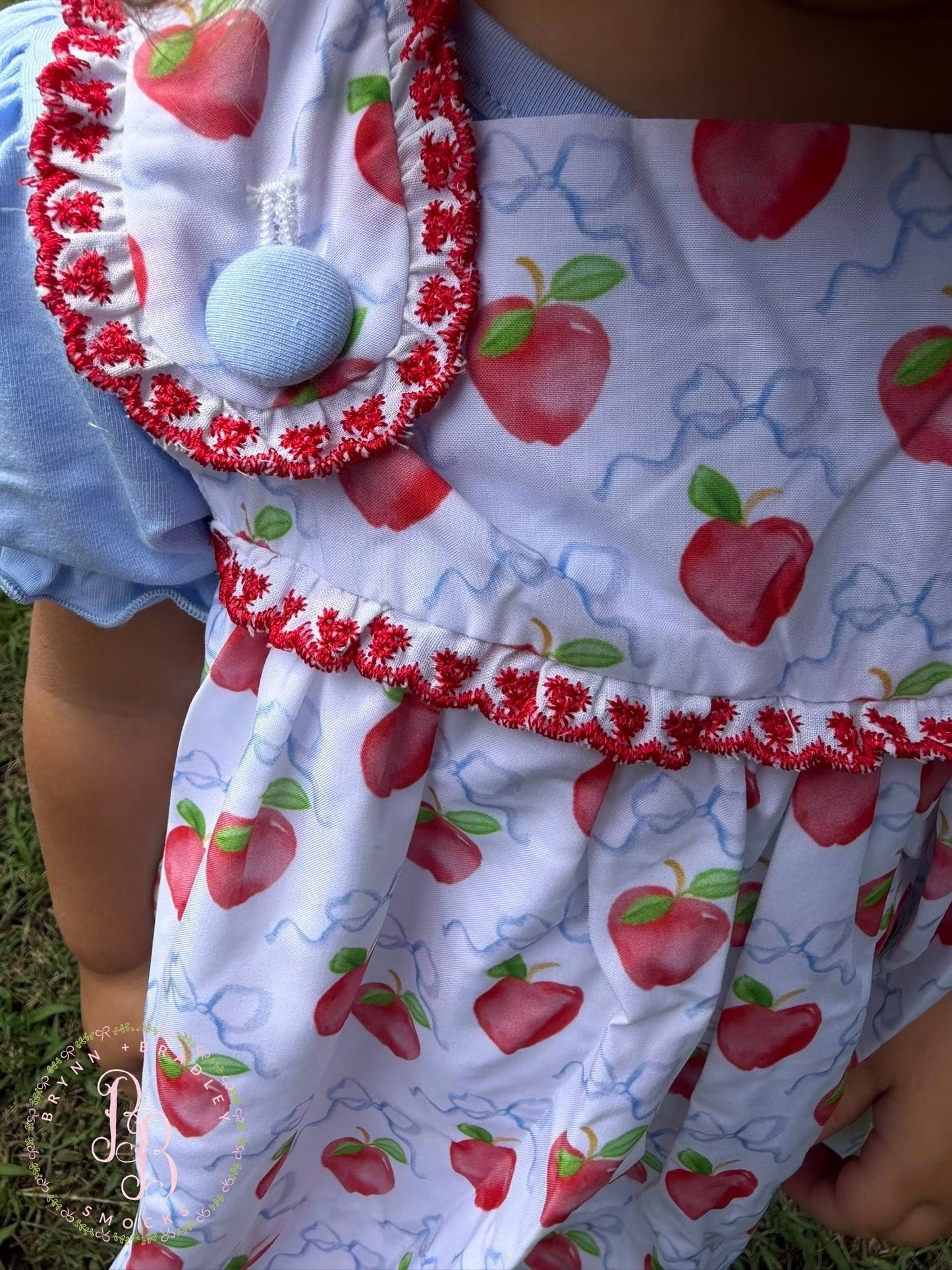 RTS: Apples + Bows Girl Diaper Set + Dress