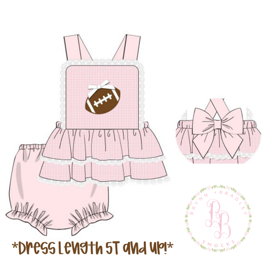 PO28: Gingham Gameday Pink Girl Diaper Set + Dress