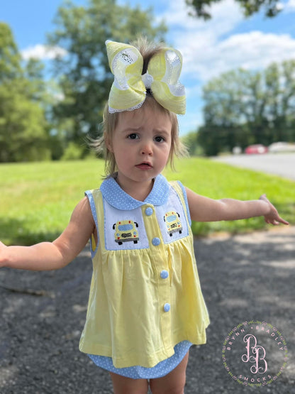 RTS: Wheels on the Bus Girl Diaper Set + Dress