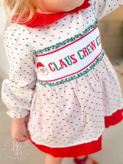 PO29: White Santa Name Smocks Girl Skirted Bubble