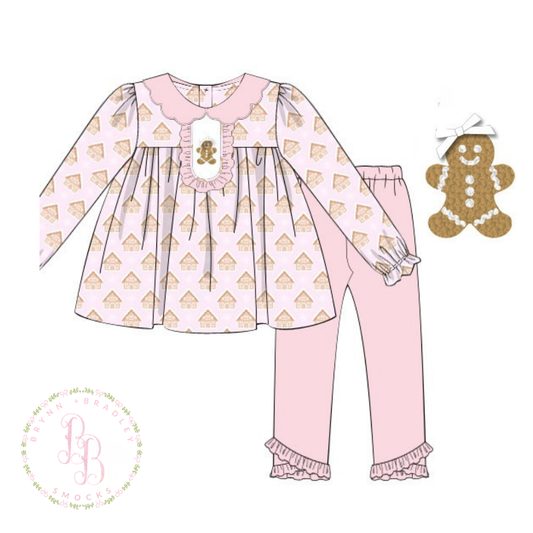 PO30: French Knot Gingerbread Girl Pants Set- ETA: October