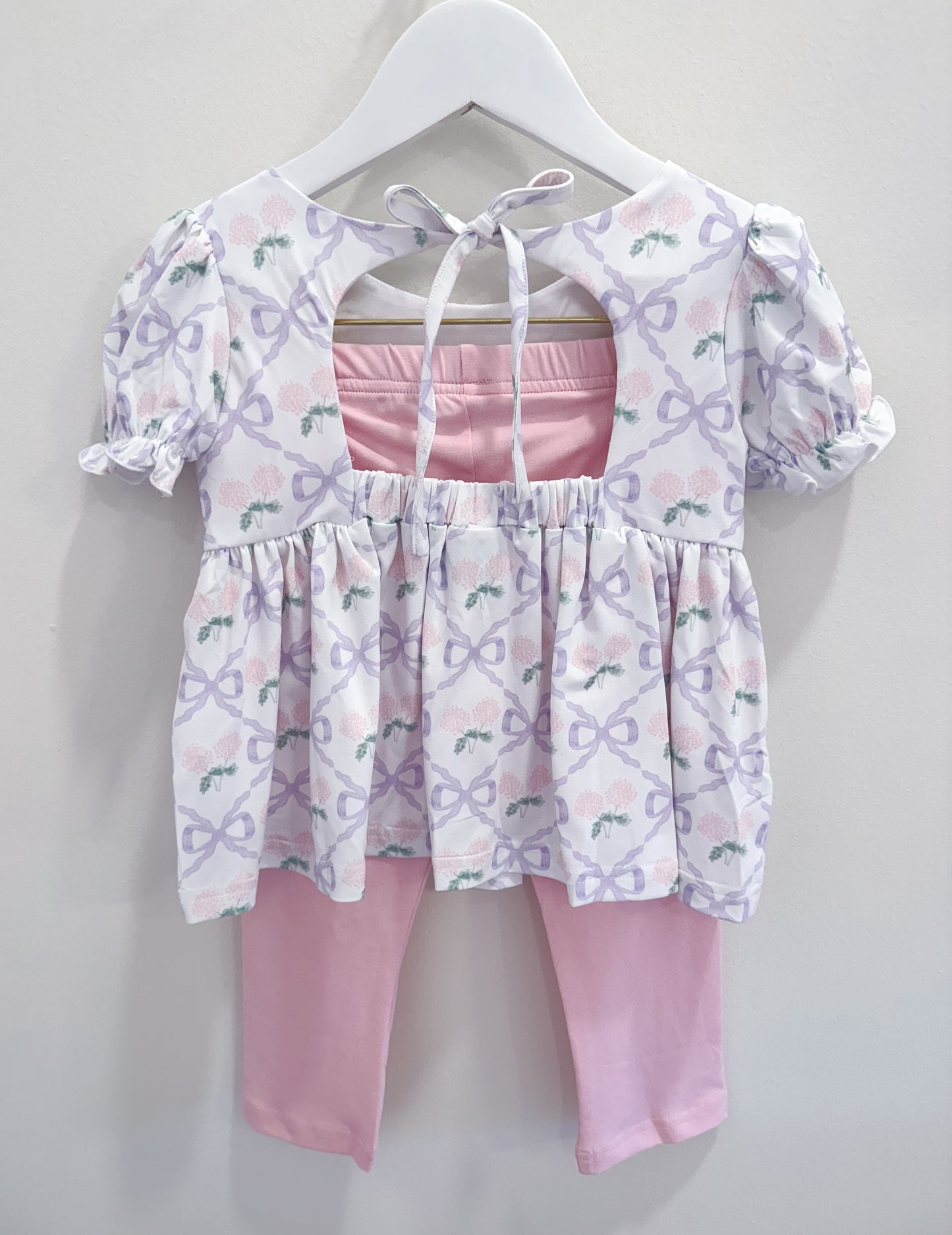 RTS: Hydrangeas + Bows Girl Leggings Set