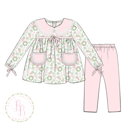 PO30: Watercolor Christmas Girl Pants Set- ETA: October