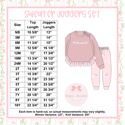 PO31: Pearl Bow Girl Sweater Joggers Set- ETA: December