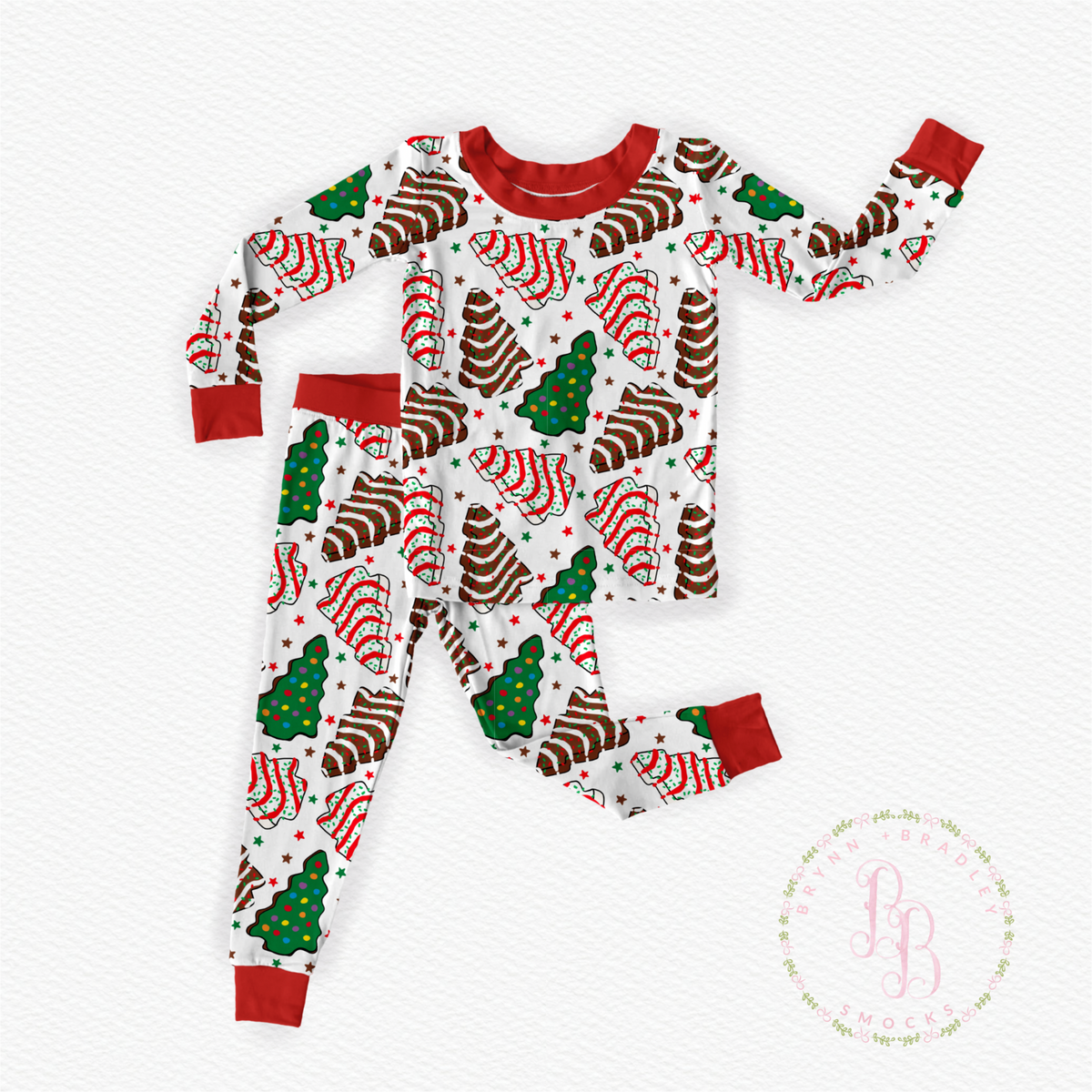 RTS: Christmas Tree Cakes Bamboo Long Sleeve Pants Set