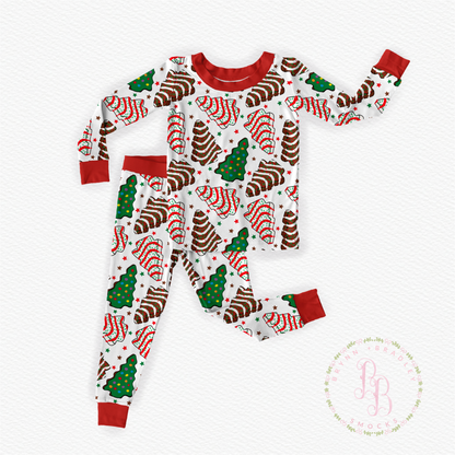 RTS: Christmas Tree Cakes Bamboo Long Sleeve Pants Set