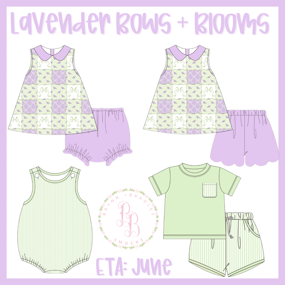RTS: Lavender Bows + Blooms Girl Diaper Set