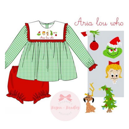 RTS: French Knot Whoville Girl Diaper Set