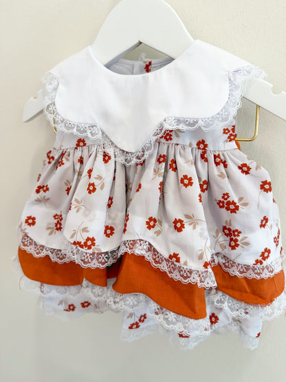 RTS: Scalloped Fall Floral Girl Diaper Set + Dress