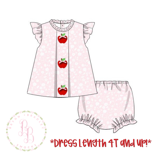 PO27: Floral Apples Girl Diaper Set + Dress