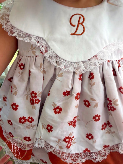 RTS: Scalloped Fall Floral Girl Diaper Set + Dress
