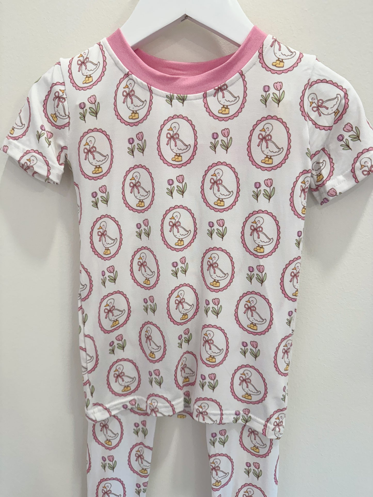 RTS: Pink Silly Goose Bamboo Short Sleeve Pant Set