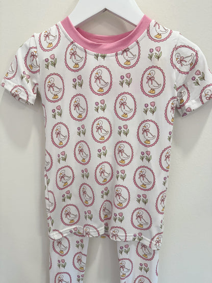 RTS: Pink Silly Goose Bamboo Short Sleeve Pant Set