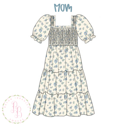 PO28: Bluebell Blooms Mom Midi Dress