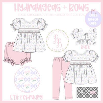 RTS: Hydrangeas + Bows Girl Leggings Set