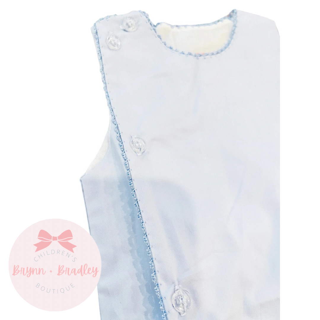 Picot Trim Diaper Set- Blue