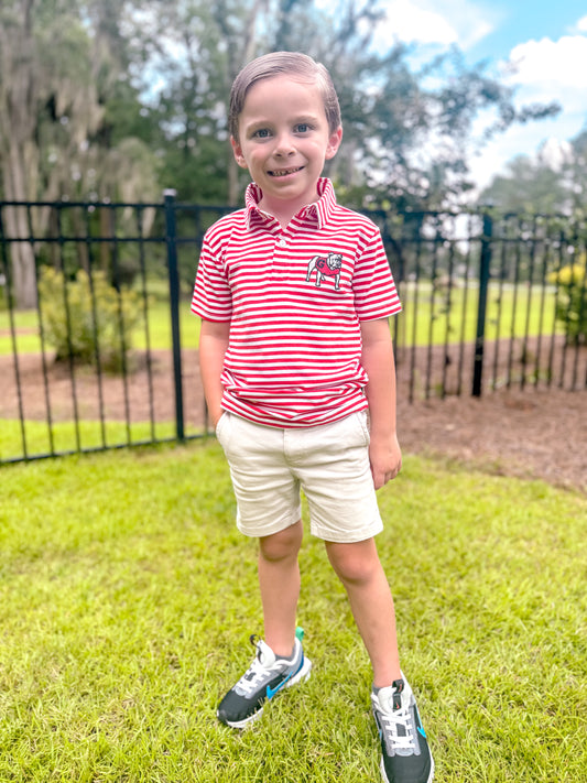 Boy’s Bulldog Striped Polo Shirt