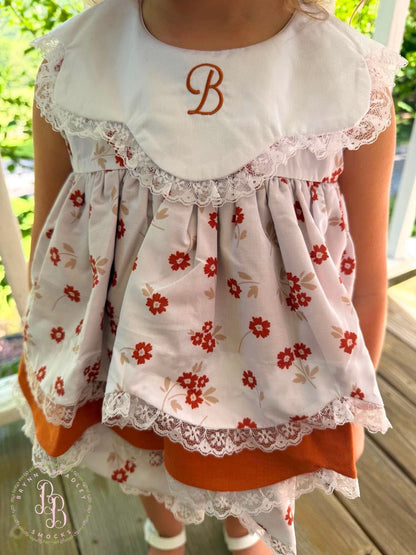 RTS: Scalloped Fall Floral Girl Diaper Set + Dress
