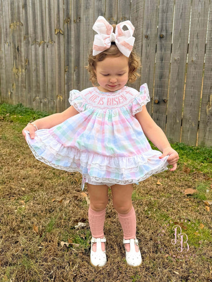 RTS: He is Risen Girl Diaper Set **Dress Length 5T-6T!**