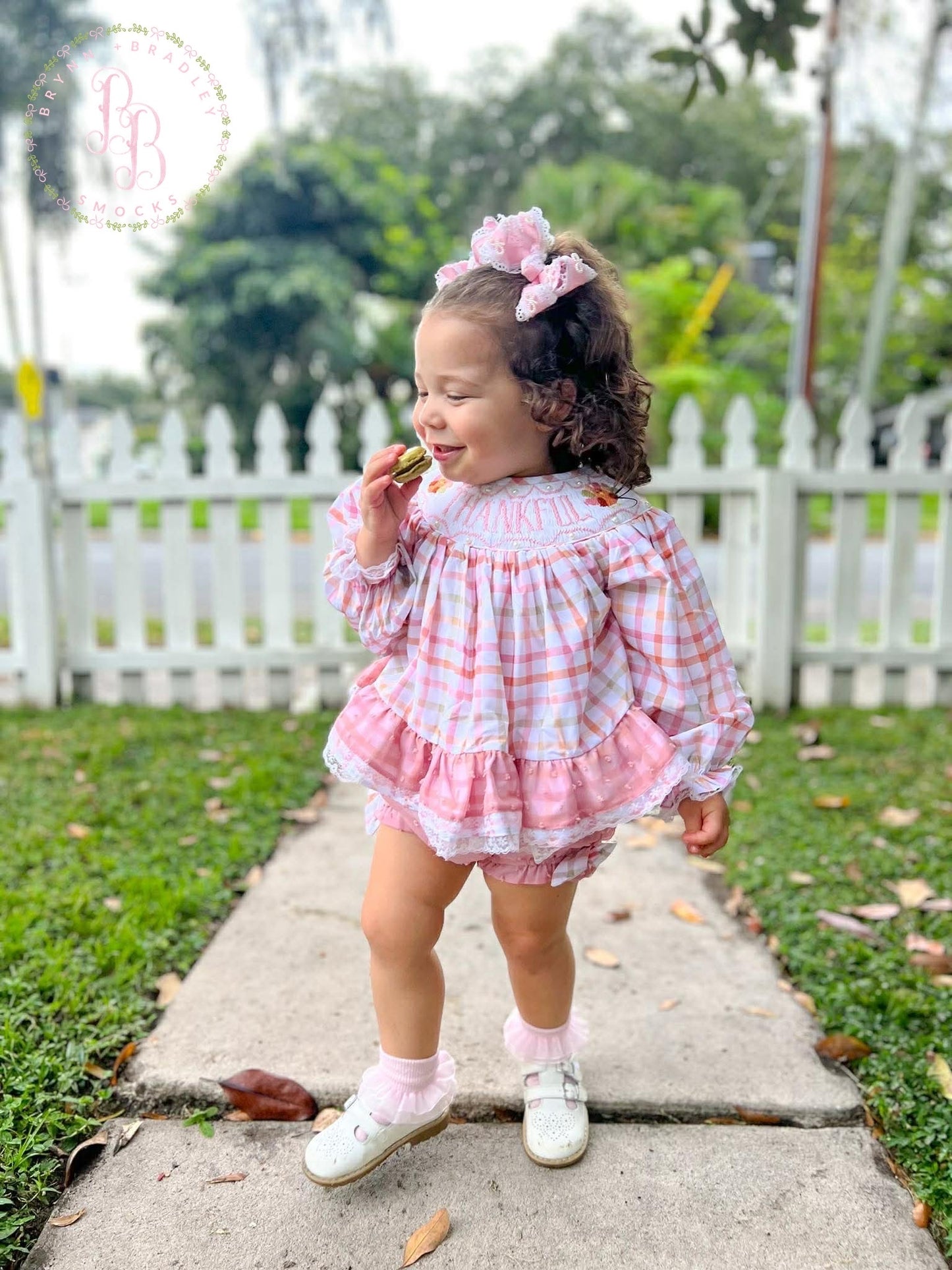 RTS: Plaid Smocked Turkeys Girl Diaper Set + Dress