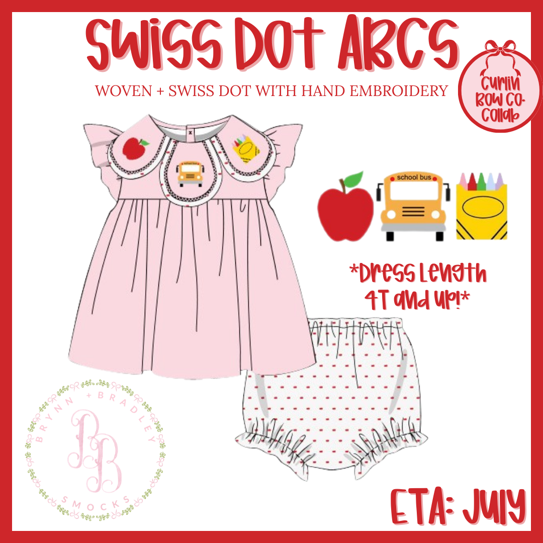 RTS: Swiss Dot ABCs Girl Diaper Set + Dress