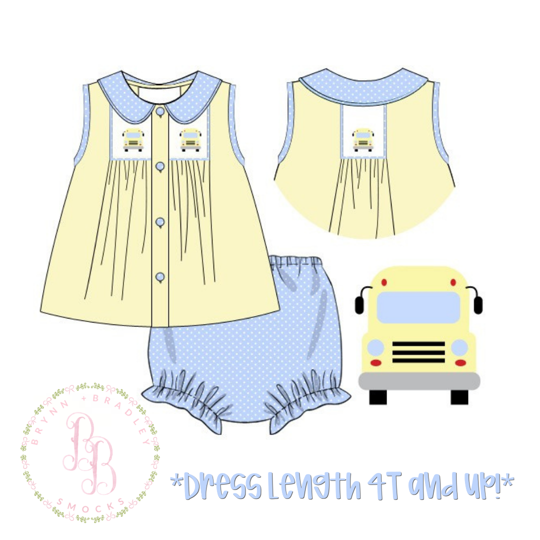 RTS: Wheels on the Bus Girl Diaper Set + Dress