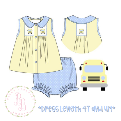 RTS: Wheels on the Bus Girl Diaper Set + Dress