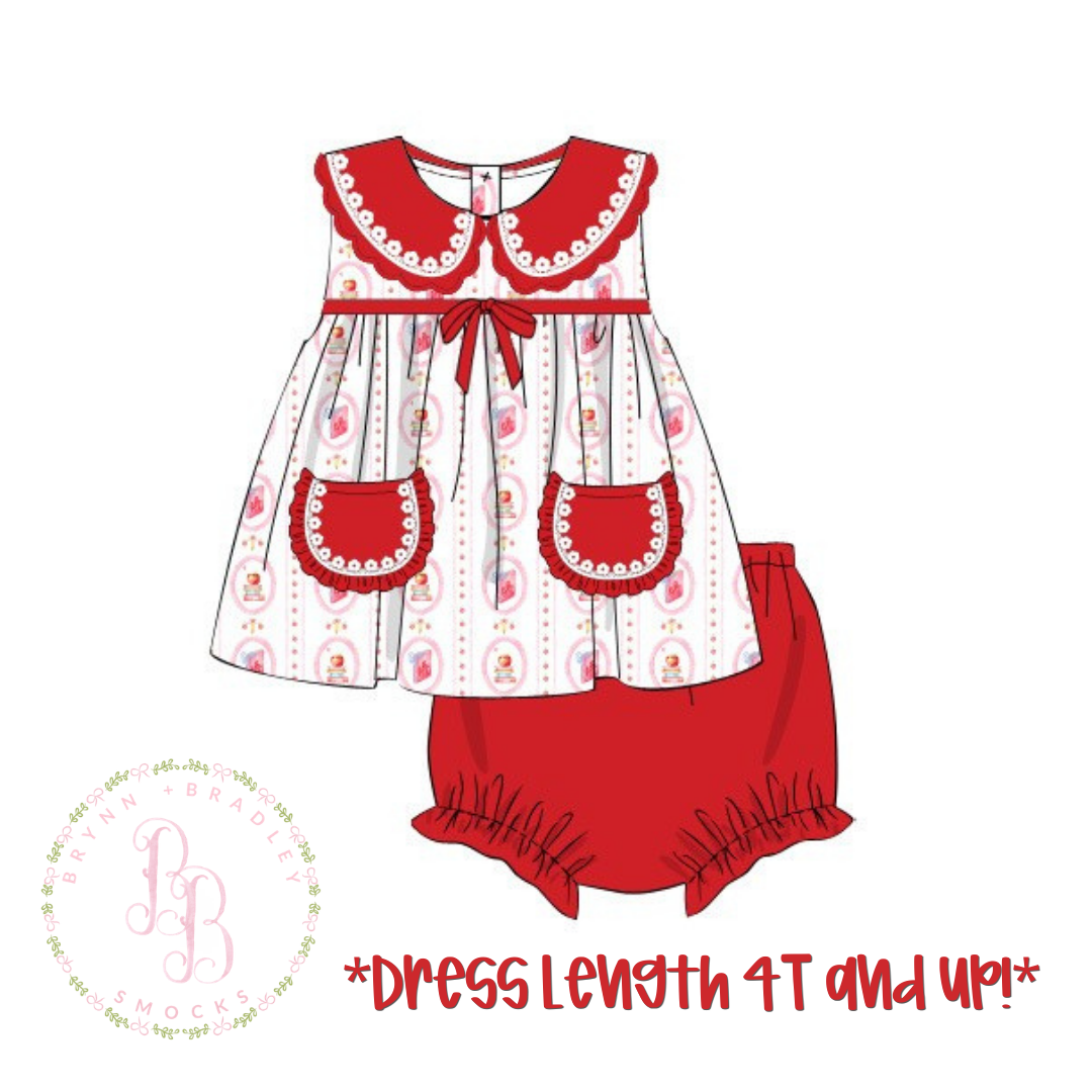 RTS: Scholarly Sweetheart Girl Diaper Set + Dress
