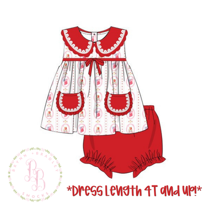 RTS: Scholarly Sweetheart Girl Diaper Set + Dress