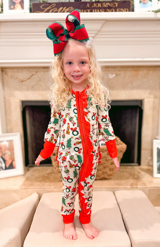 RTS: Merry Mischief Bamboo Ruffle Zippy