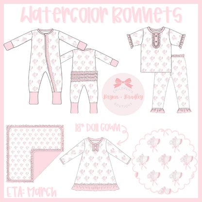 RTS: Girl’s Watercolor Bonnets Bamboo Short Sleeve Pants Set