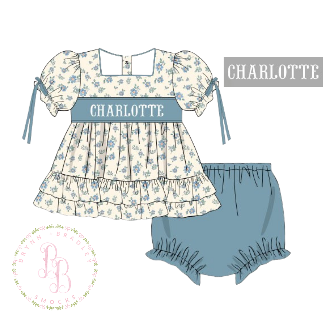 PO28: Bluebell Blooms Girl Diaper Set