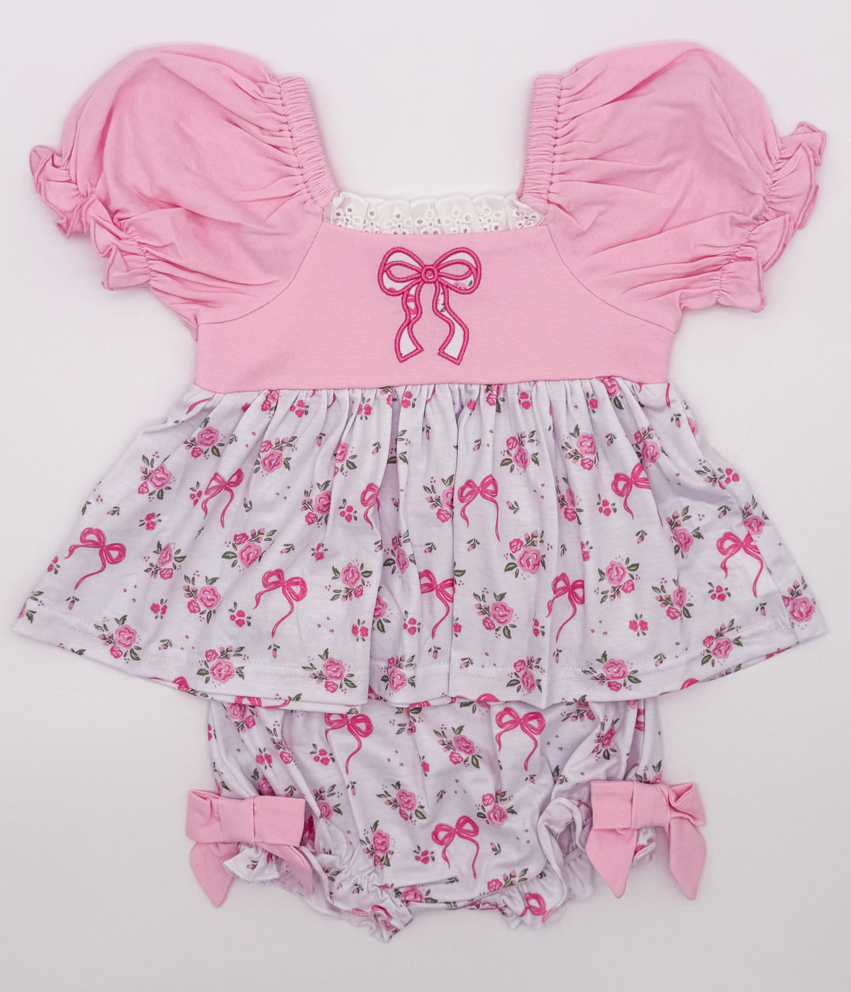 RTS: Roses + Bows Girl Diaper Set