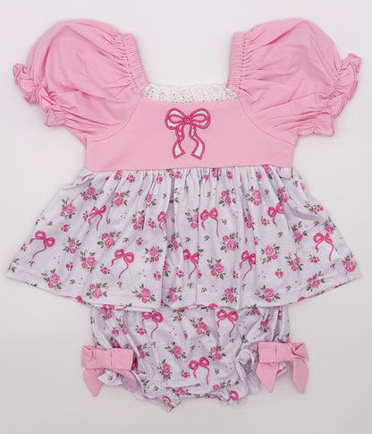 RTS: Roses + Bows Girl Diaper Set