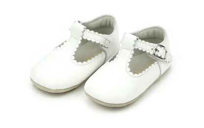 Preorder: Elodie Leather Girls Scalloped T-Strap Mary Jane Infant Crib Shoe