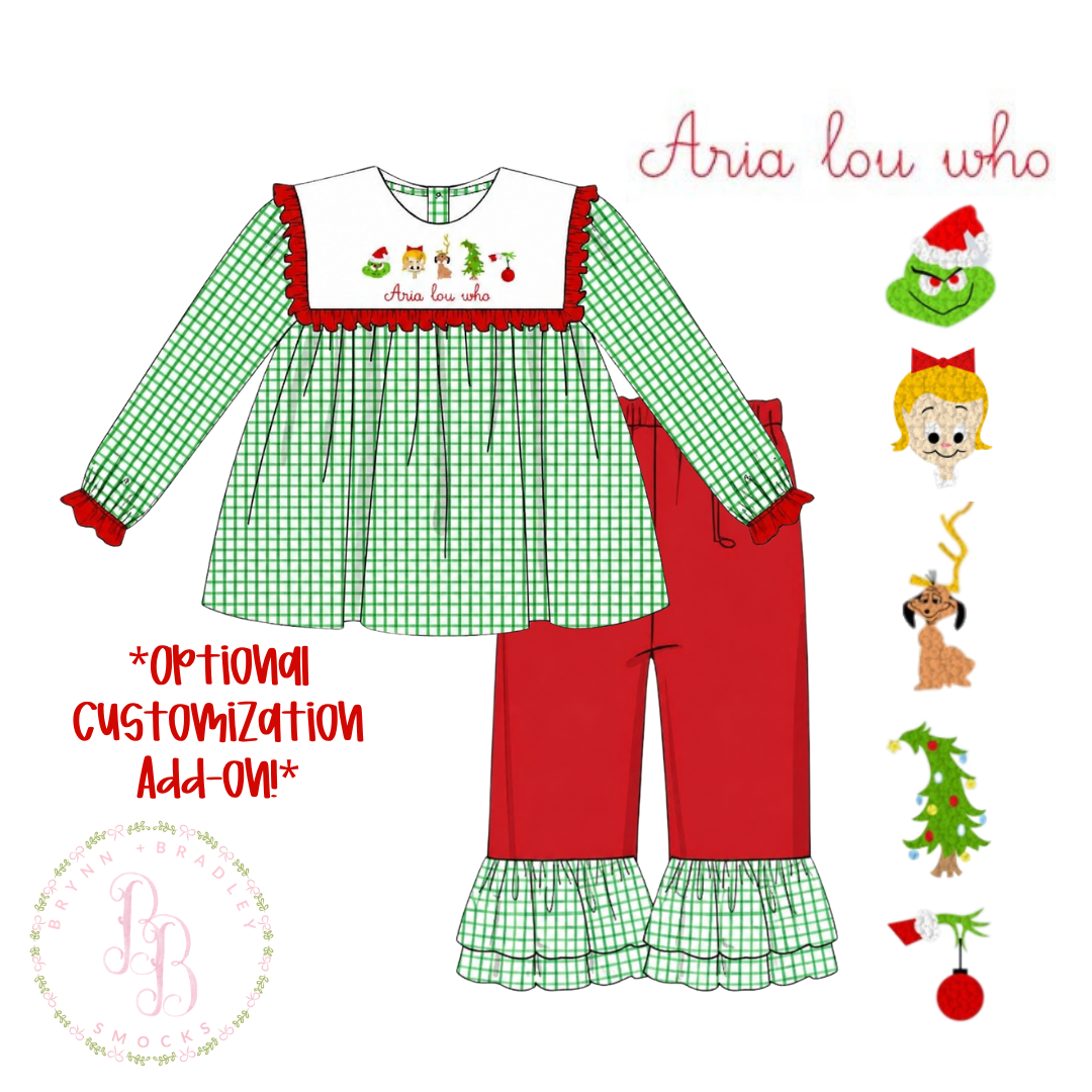 PO30: French Knot Whoville Girl Pants Set- ETA: October