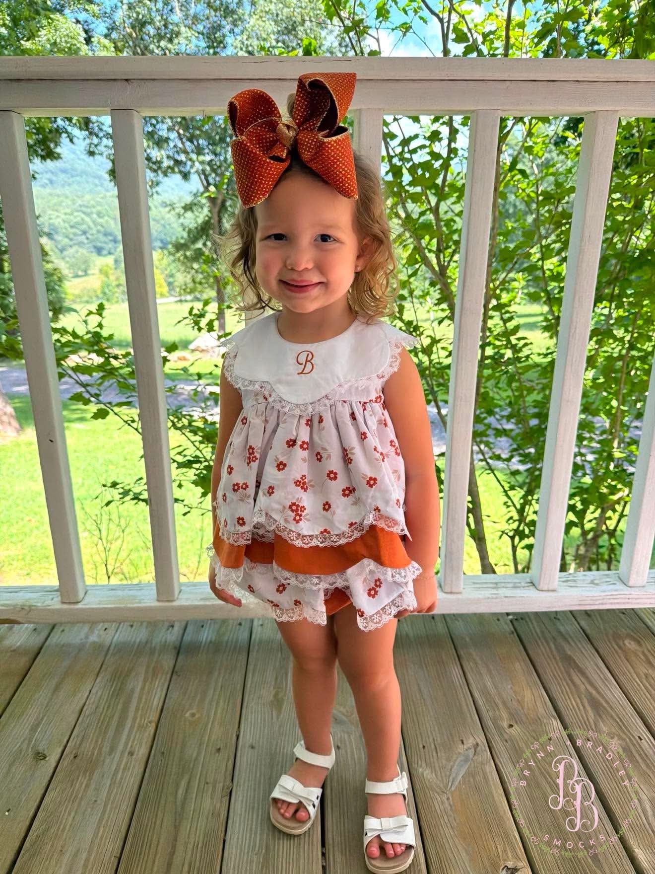 RTS: Scalloped Fall Floral Girl Diaper Set + Dress