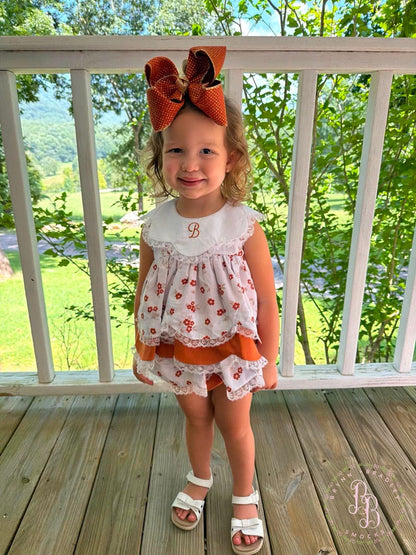 RTS: Scalloped Fall Floral Girl Diaper Set + Dress