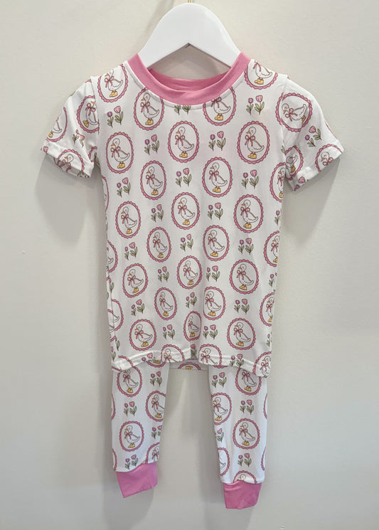 RTS: Pink Silly Goose Bamboo Short Sleeve Pant Set