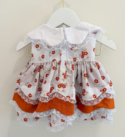 RTS: Scalloped Fall Floral Girl Diaper Set + Dress