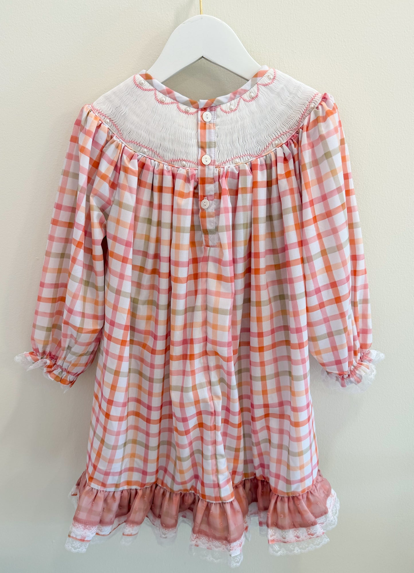 RTS: Plaid Smocked Turkeys Girl Diaper Set + Dress