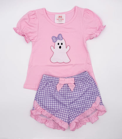 RTS: Gingham Ghosts Girl Shorts Set