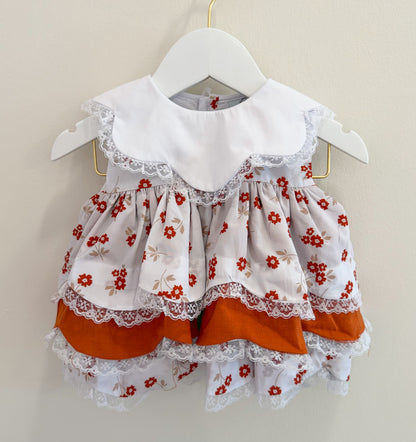 RTS: Scalloped Fall Floral Girl Diaper Set + Dress
