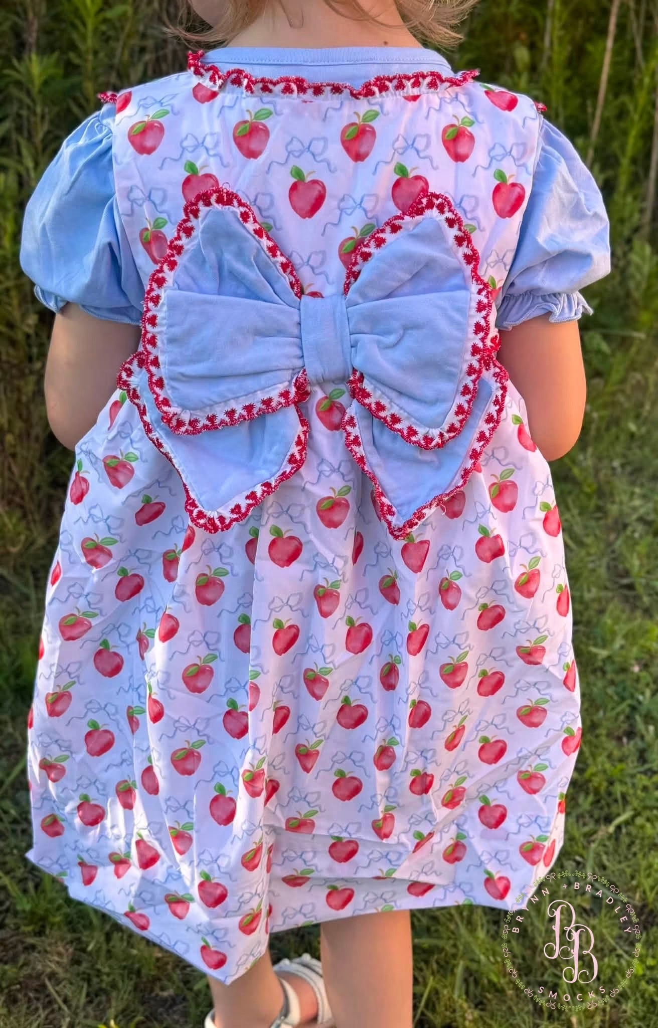 RTS: Apples + Bows Girl Diaper Set + Dress