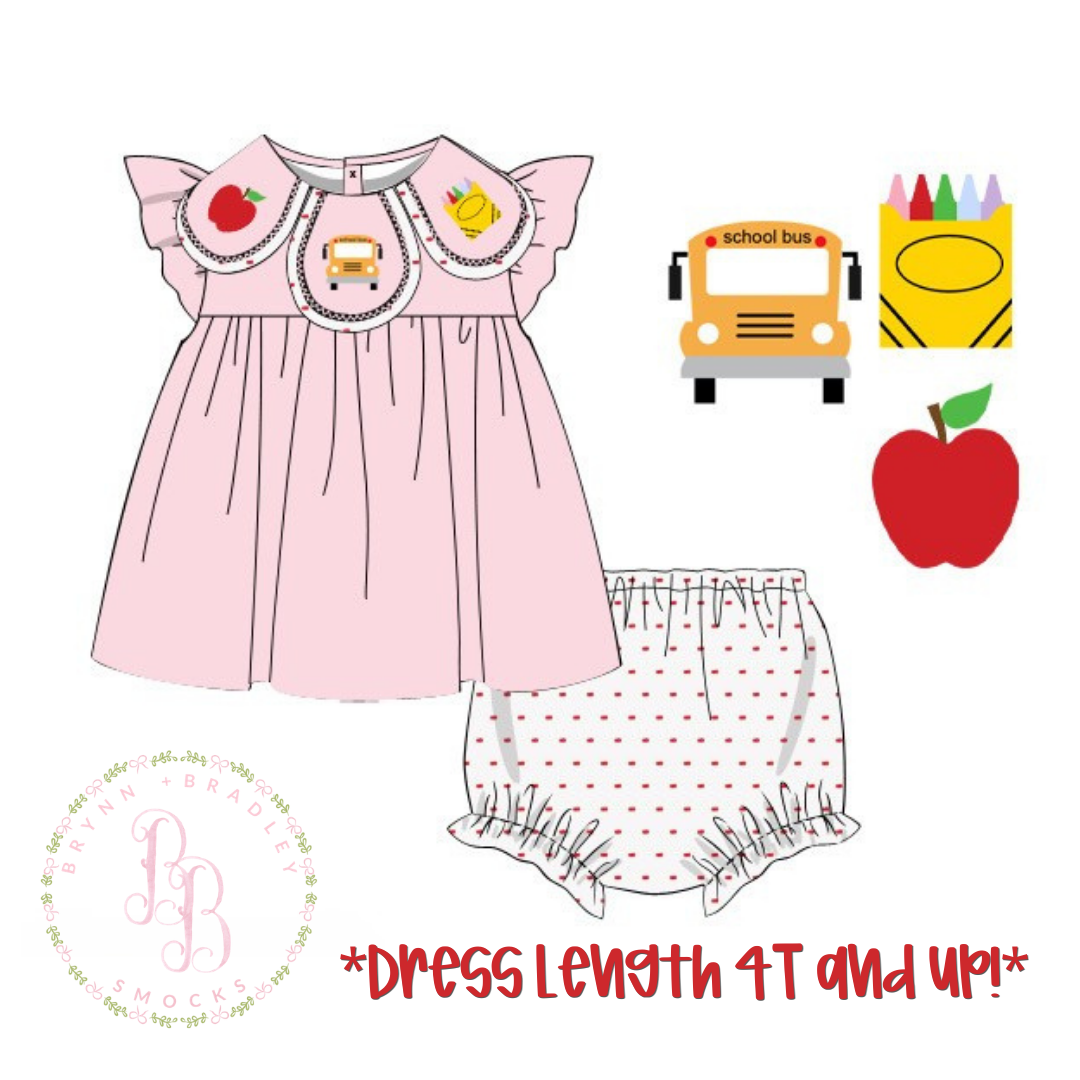 RTS: Swiss Dot ABCs Girl Diaper Set + Dress