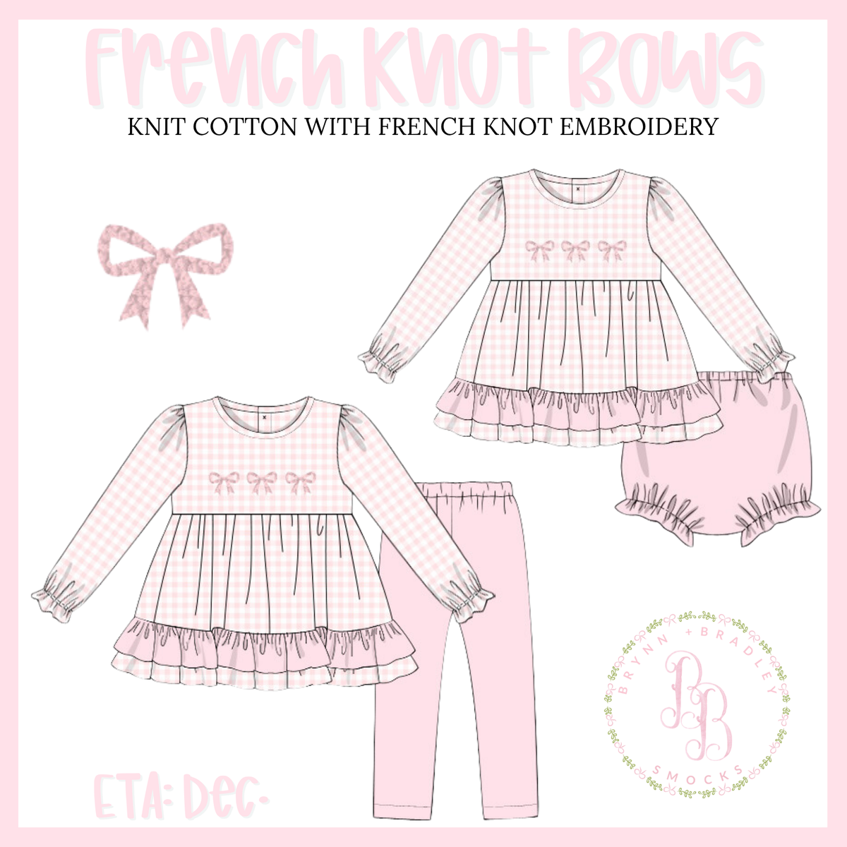 PO31: French Knot Bows Girl Pants Set- ETA: December