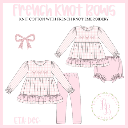 PO31: French Knot Bows Girl Pants Set- ETA: December