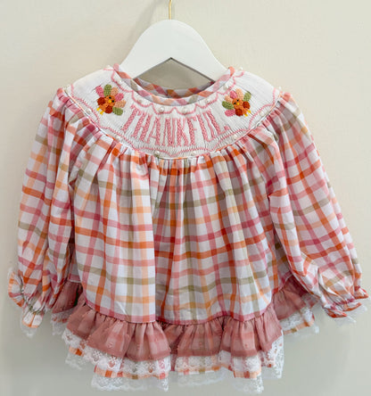 RTS: Plaid Smocked Turkeys Girl Diaper Set + Dress
