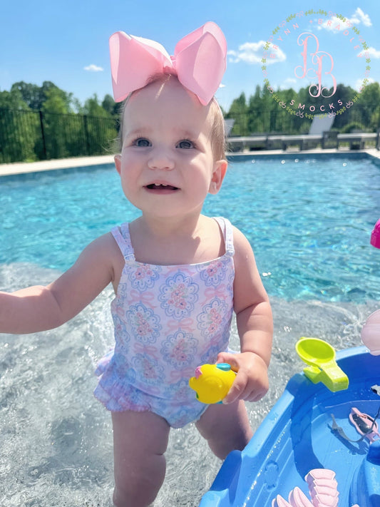 RTS: Sweet Floral Family Swim Girl 1 Pc. Swimsuit